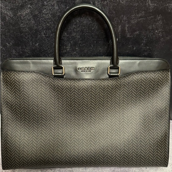 COACH BECKETT STRUCTURED BRIEFCASE WITH HERRINGBONE PRINT (F72990) - Picture 2 of 12